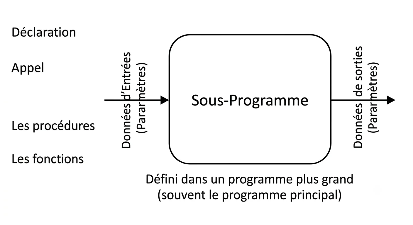 Schéma d'un sous-programme avec paramètres d'entrée et de sortie