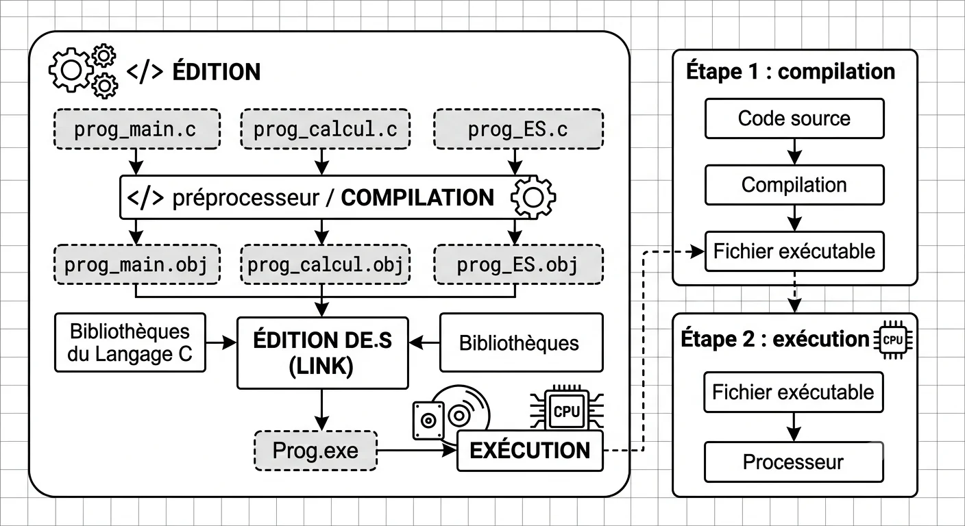 Organigramme vertical des étapes de réalisation d'un programme